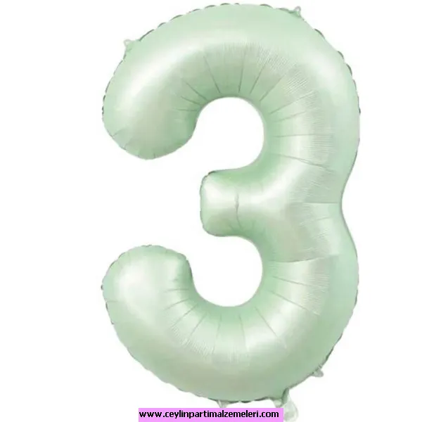 3 Rakam Yeşil Folyo Balon